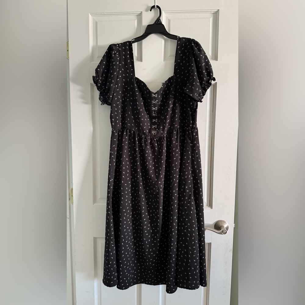 Black Dress with White Small Floral Pattern